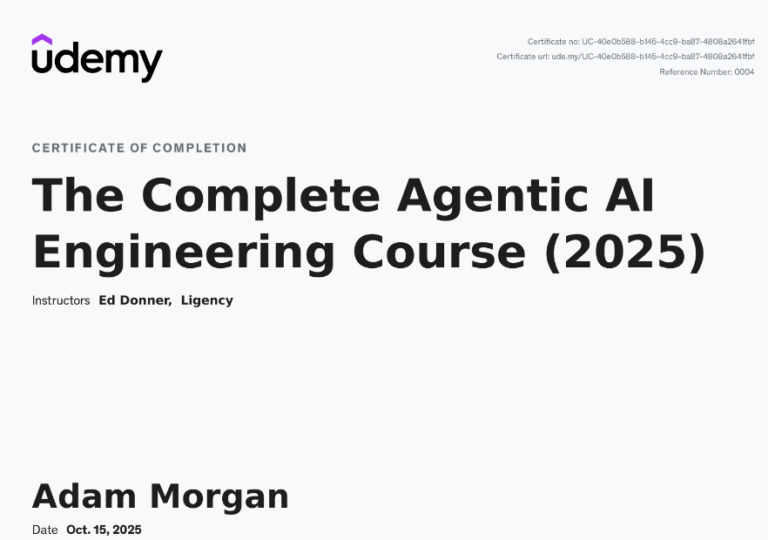 The Complete Agentic AI Engineering Course - Adam's Projects